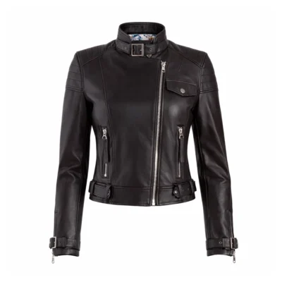 Women Biker Brown Leather Jacket
