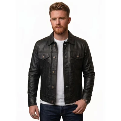 Mens Leather Trucker Jacket